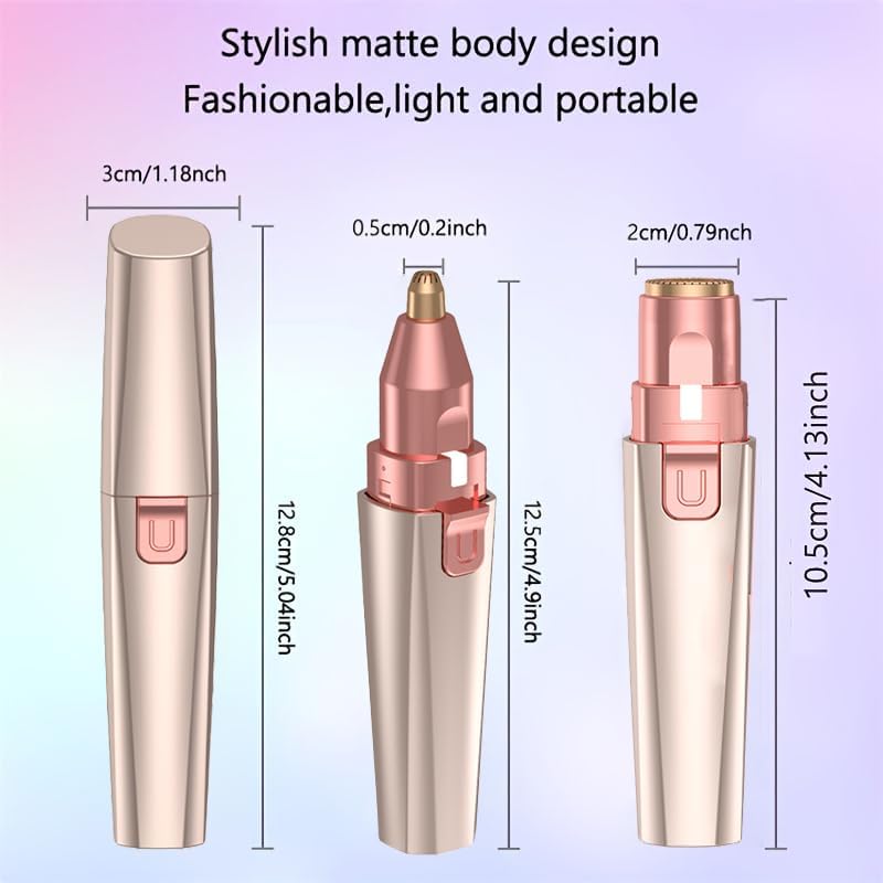 Esermoon Facial Hair Remover for Women - Rose Gold USB Rechargeable Eyebrow Trimmer & Face Shaver with LED Light, 2-in-1 Hair Removal Device for Smooth Skin - Image 4